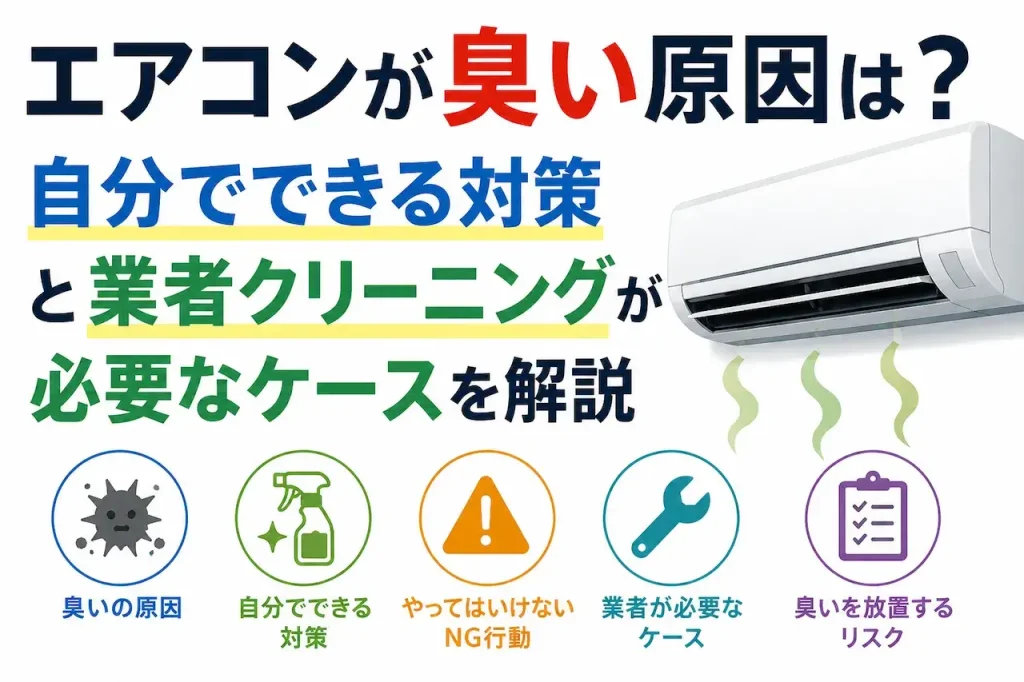 エアコンの臭い原因と対策を解説したイメージ画像