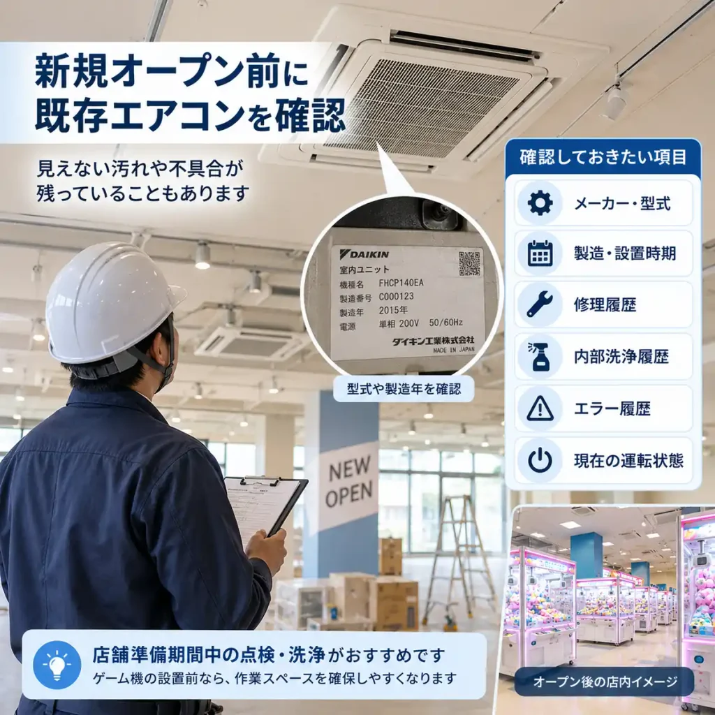 クレーンゲーム専門店の新規オープン前に確認したい業務用エアコンの点検項目